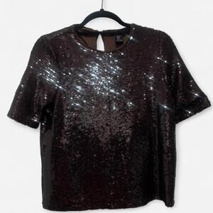 Rachel Zoe - short sleeve sequin top. Dark chocolate brown sequins. Never worn!
